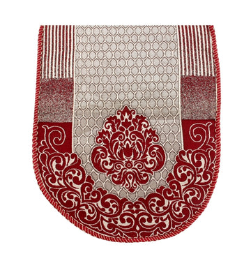 Nendle Damask Design Concept Sofa Set Covers 5 Seater with 80% Cotton & 20% Jute (Maroon & Golden, Pack of 6)